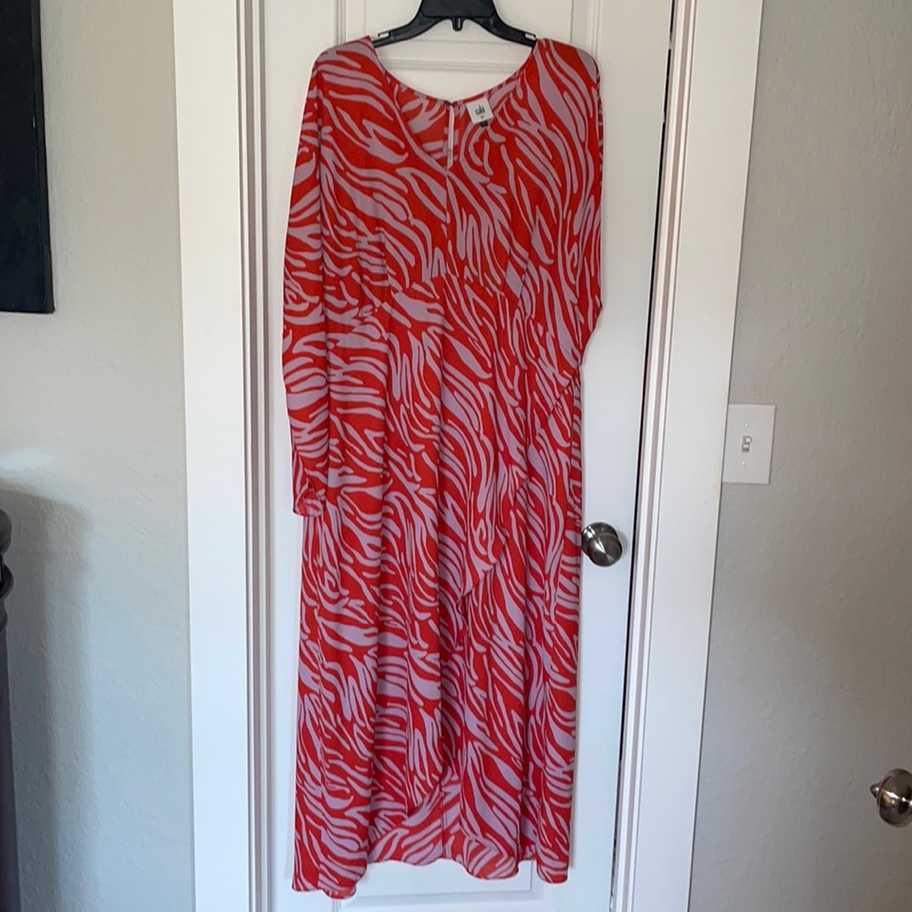 CAbi Red and White Zebra Print Dress
